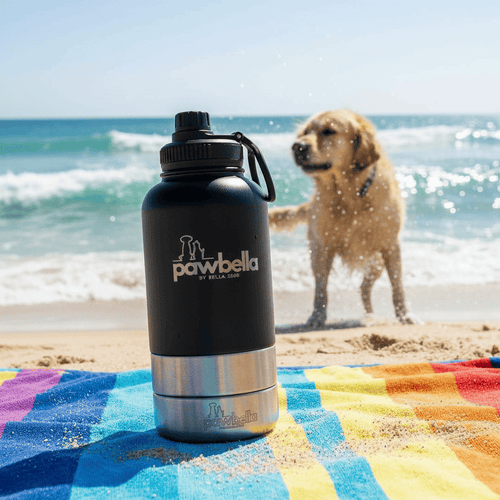 3-in-1 Dog Water Bottle 1L with Food Bowls