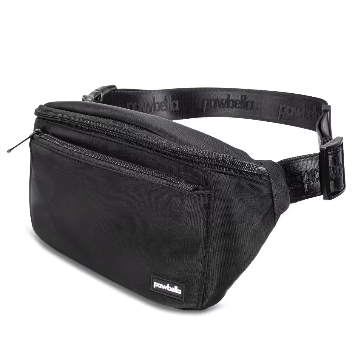 The Pawbella Dog Walking Bum Bag is a black waist bag with a front zipper pocket and adjustable strap, featuring the brand name on a small label and strap—ideal for daily adventures in Australia.