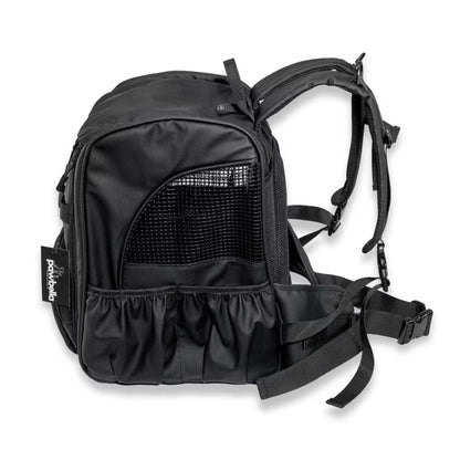 The Pawbella Outback Explorer Heavy Duty Pet Backpack (12kg max) features mesh side panels, elastic pockets, padded shoulder straps, and a waist belt—ideal for carrying pets or small animals on Aussie adventures.