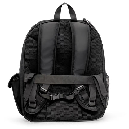 The Panorama XL | Bubble Pet Carrier Backpack (10kg Max) by Pawbella in black features padded shoulder straps, a chest strap, top handle, and mesh side pockets—perfect for Australian pet owners.